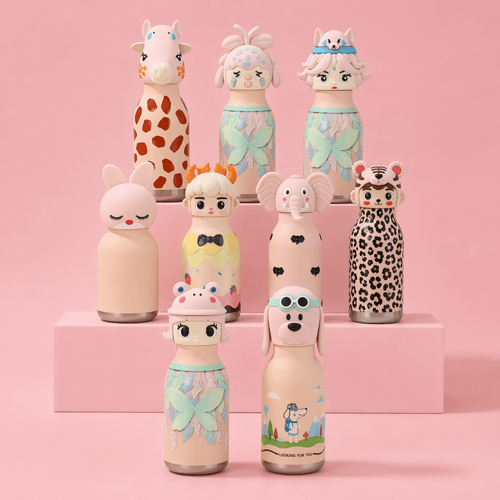 YEWAY Kids Stainless Steel Bottle 7/16oz 316 Stainless Steel Removable Parts Easy to Clean Wild Animal Theme Private Label