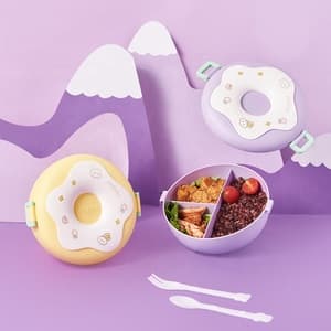 Sweet Donut Design 3 Compartment Insulated Bento Lunch box Girls Children Lunch Box for Kids School