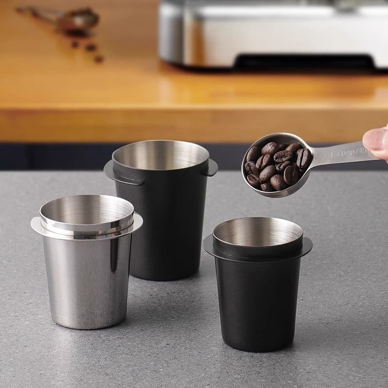 Universal 304 Stainless Steel Coffee Dosing Cup 51/53/58mm Precision Measuring & Aroma Enhancer for Home Espresso Machines
