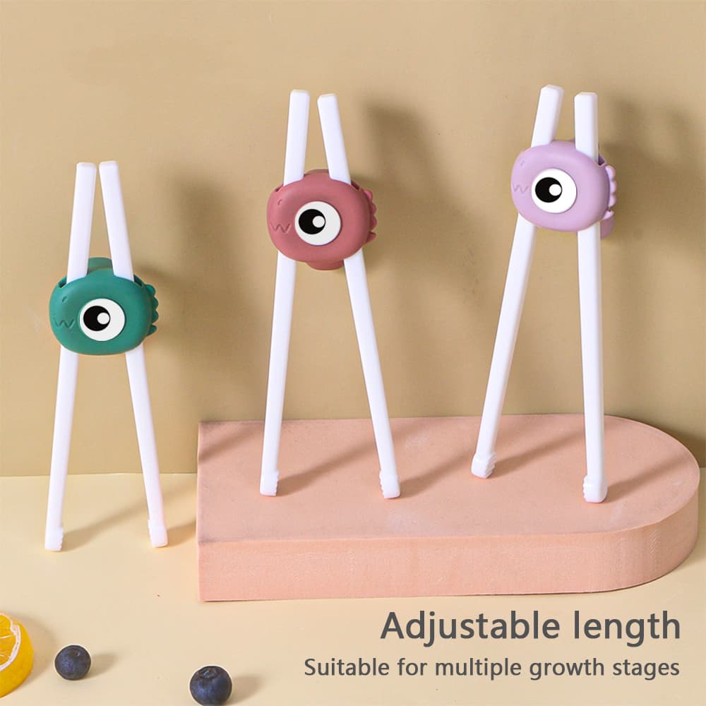 Custom Food Grade Silicone Plastic Adjustable Eco-Friendly Cartoon Kid Feeding Baby Training Dining Chopsticks
