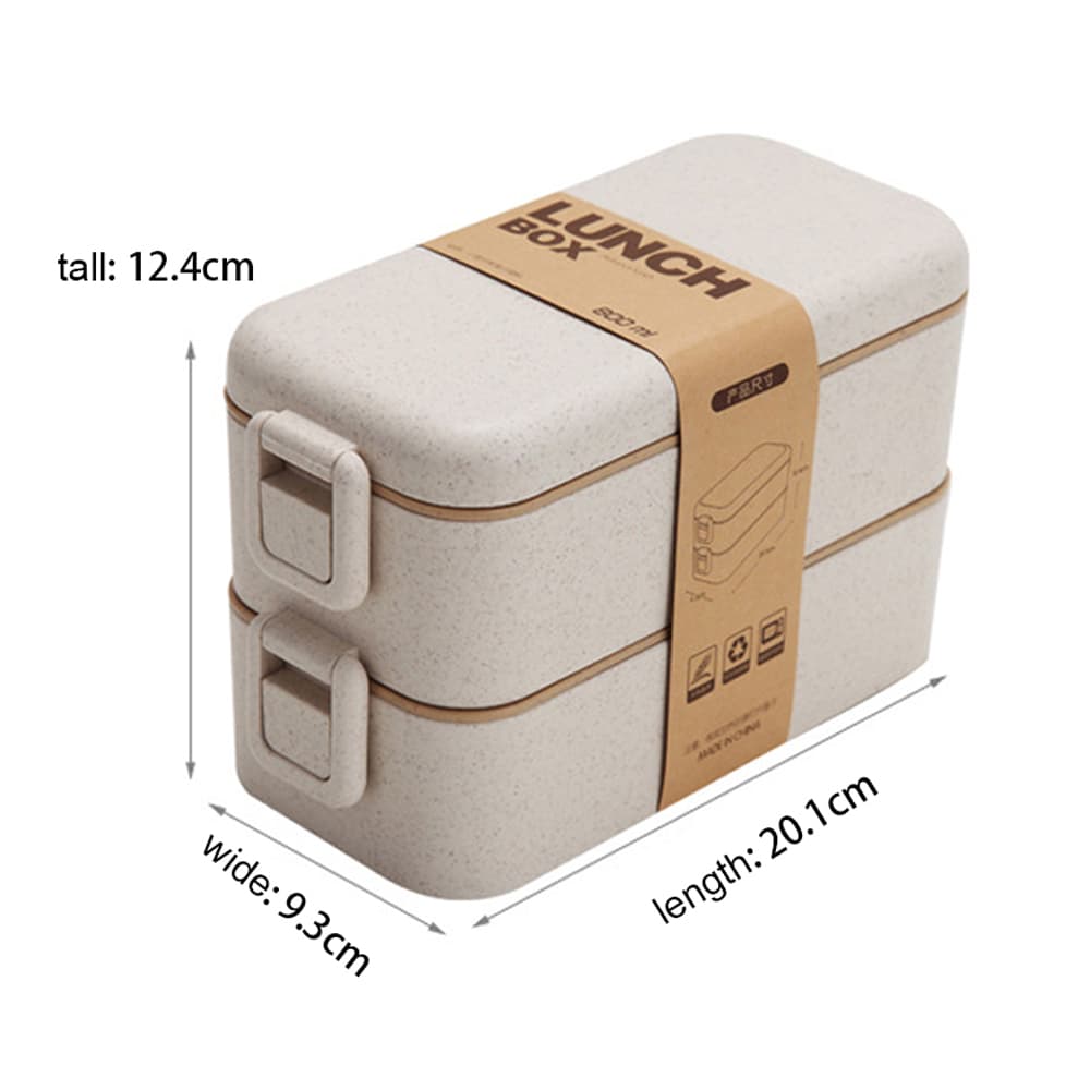 Lunch Boxes for Kids Set with Dividers Chopsticks Japanese 2 Layer Lunch Box Microwave Dishwasher Safe Wheat Straw Bento Boxes