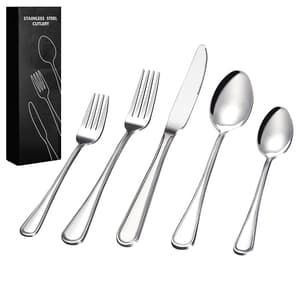 Premium custom box stainless steel dinner fork knives spoon combo silverware flatware sets western restaurant 24pcs cutlery set