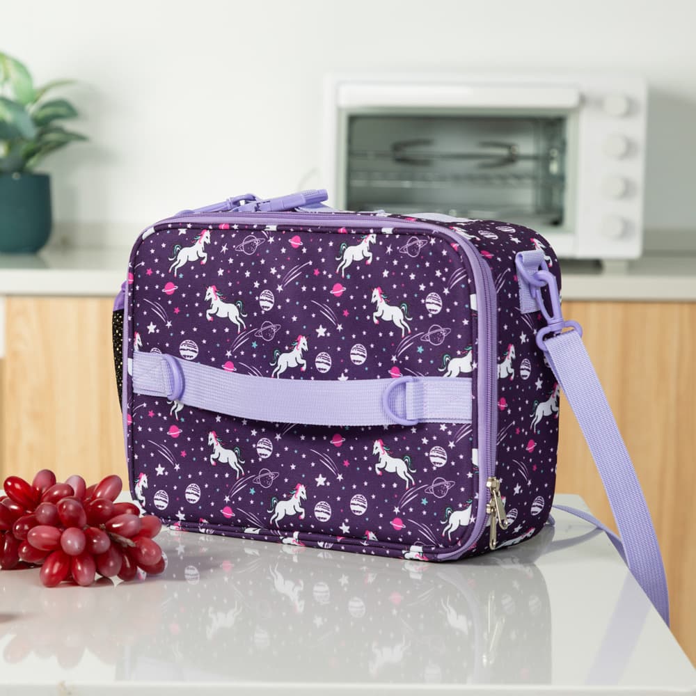 Custom Insulated Purple Lunch Bag for Kids Waterproof Student Lunch Cooler Bag