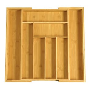 Expandable Kitchen Drawer Bamboo Utensil Organizer Silverware Cutlery Organizer
