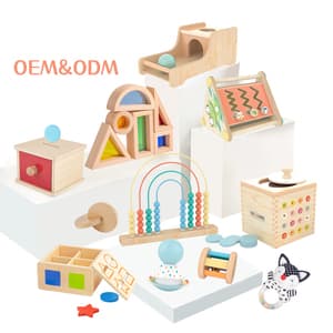 Montessori Kids Wooden Sensory Coin Box Drawer Game Educational Preschool Training Drum Infant Baby Materials Teaching Aids Toys