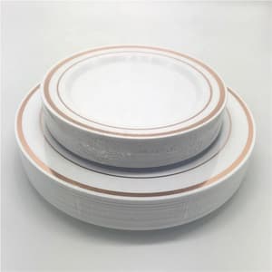 Plastic Plates Party Party Plastic Plate Disposable Rose Gold Silver Rimmed Heavy Duty Plastic Plates Silverware Sets 150pcs Party Supplies Plastic Plates