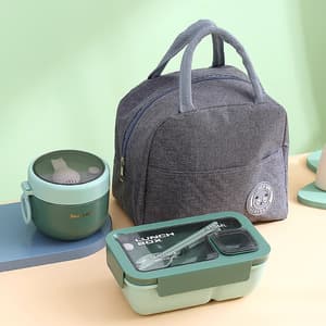 Custom Design packaging food jar bento lunch box set with Insulated Lunch Bag for school