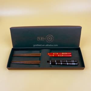 Chopstick Set Chopsticks Wood Chopstick Set Japanese Style Chopstick Household Chopstick Set Woods Gift Set Solid Wood Black Red Couple Chopsticks Set 2prs In A Black Box
