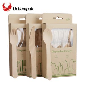Forks Spoons Knives Cutlery, Disposable Utensils Eco Friendly Durable and Plastic Free to Wooden Silverware popular in France