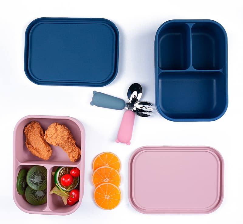 2023 New Silicone Silicone Folding Lunch Box Keeping Dishes Fresh Bento Silicone Lunch Box Collapsible Lunch Box
