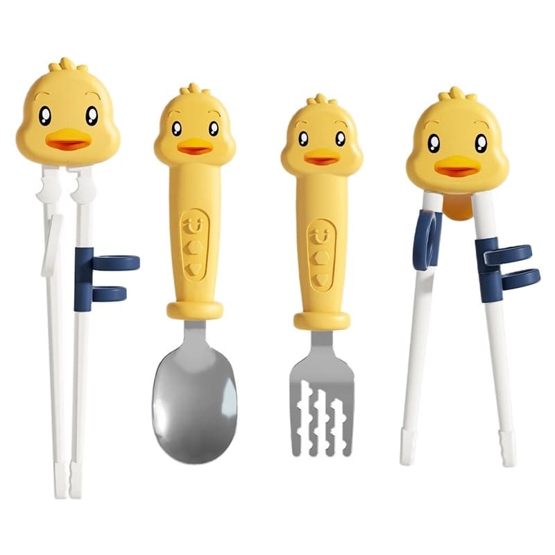 Washable Reusable Food Grade Silicone Cute Baby Beginners Learn Training Chopsticks Sets Helper for Children