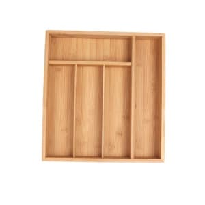 Bamboo Silverware Drawer Organizer Kitchen Utensil Holder and Cutlery Tray with Divider