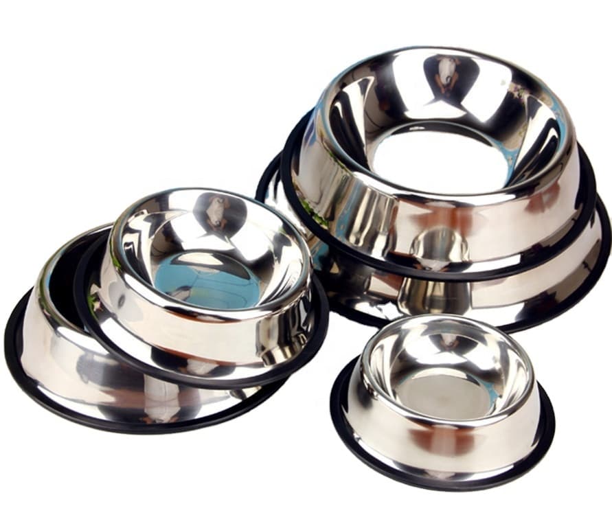 Stainless Steel Dog Bowl With Rubber Base for Small/Medium/Large Dogs Pets Feeder Bowl and Water Bowl