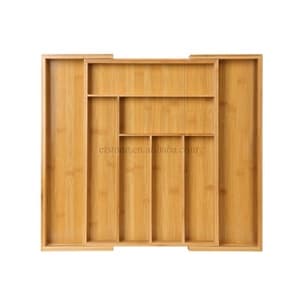 Bamboo Silverware Drawer Organizer Kitchen, Expandable Utensil Holder and Cutlery Tray with Divider Storage Trays Reuseable 1cm
