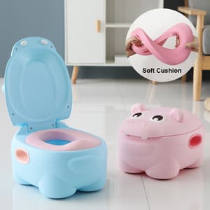 OEM Animal Hippo Plastic Baby Squatty Potty, Kids Toddler Travel Training Toilet Potty Chair/