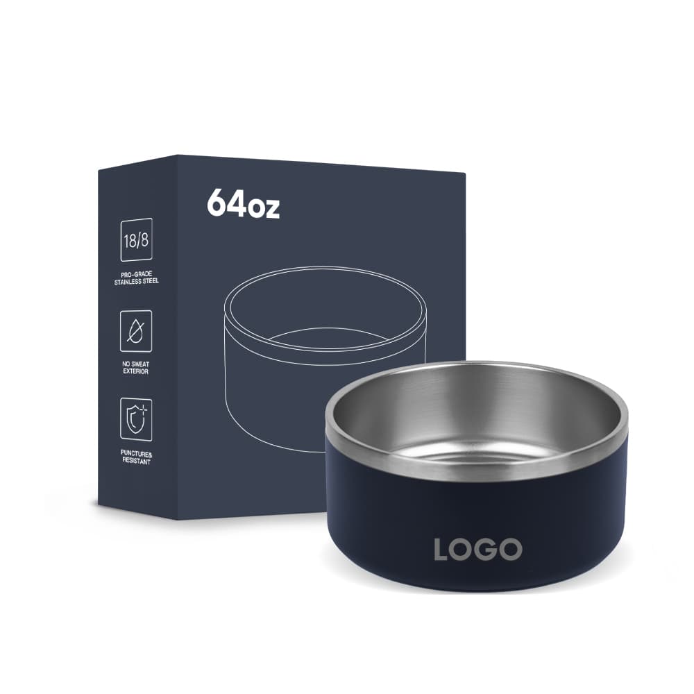 Customized 64oz/40oz Pet Food Container Modern Solid Style Stainless Steel Dog Cat Feeder Bowl Leak-Proof Durable Non-Slip Easy