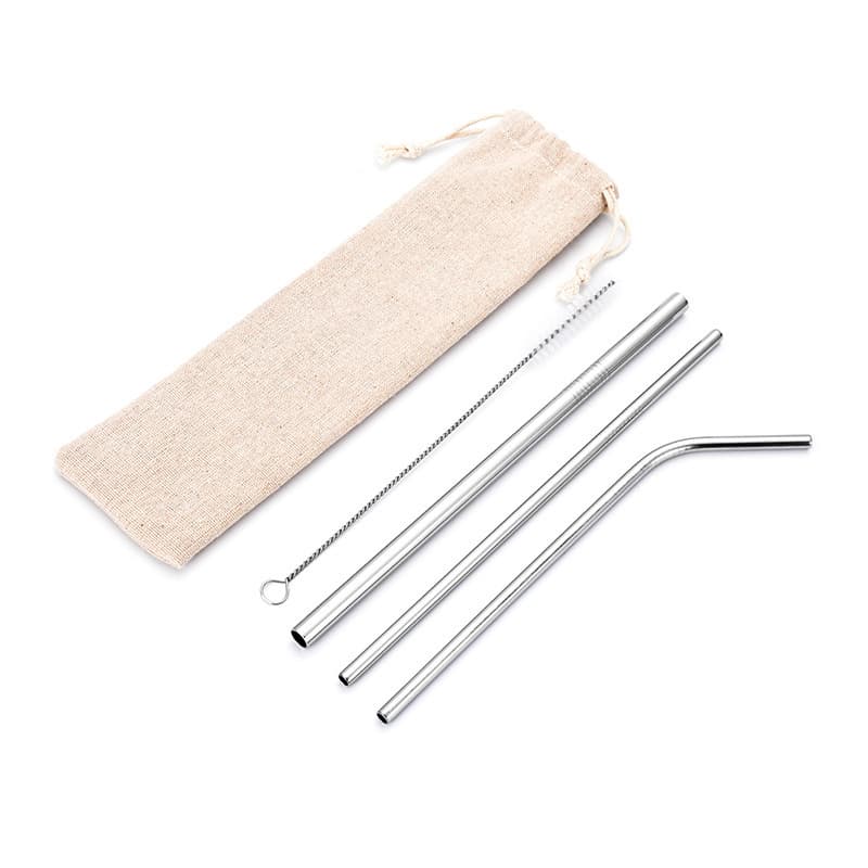 Customized Colorful Reusable Stainless Steel Drinking Metal Straw Set in Stock Bar Accessories Set