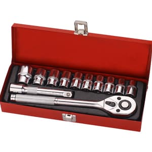 12pcs 1/2" Tin box car tool kit set box ratchet set tools socket set