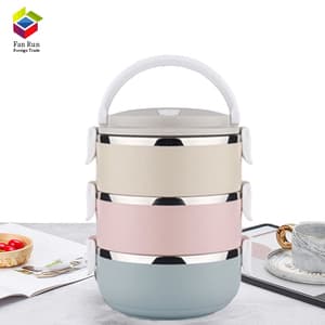 Round double layer insulated stainless steel food warmer storage thermal lunch boxes