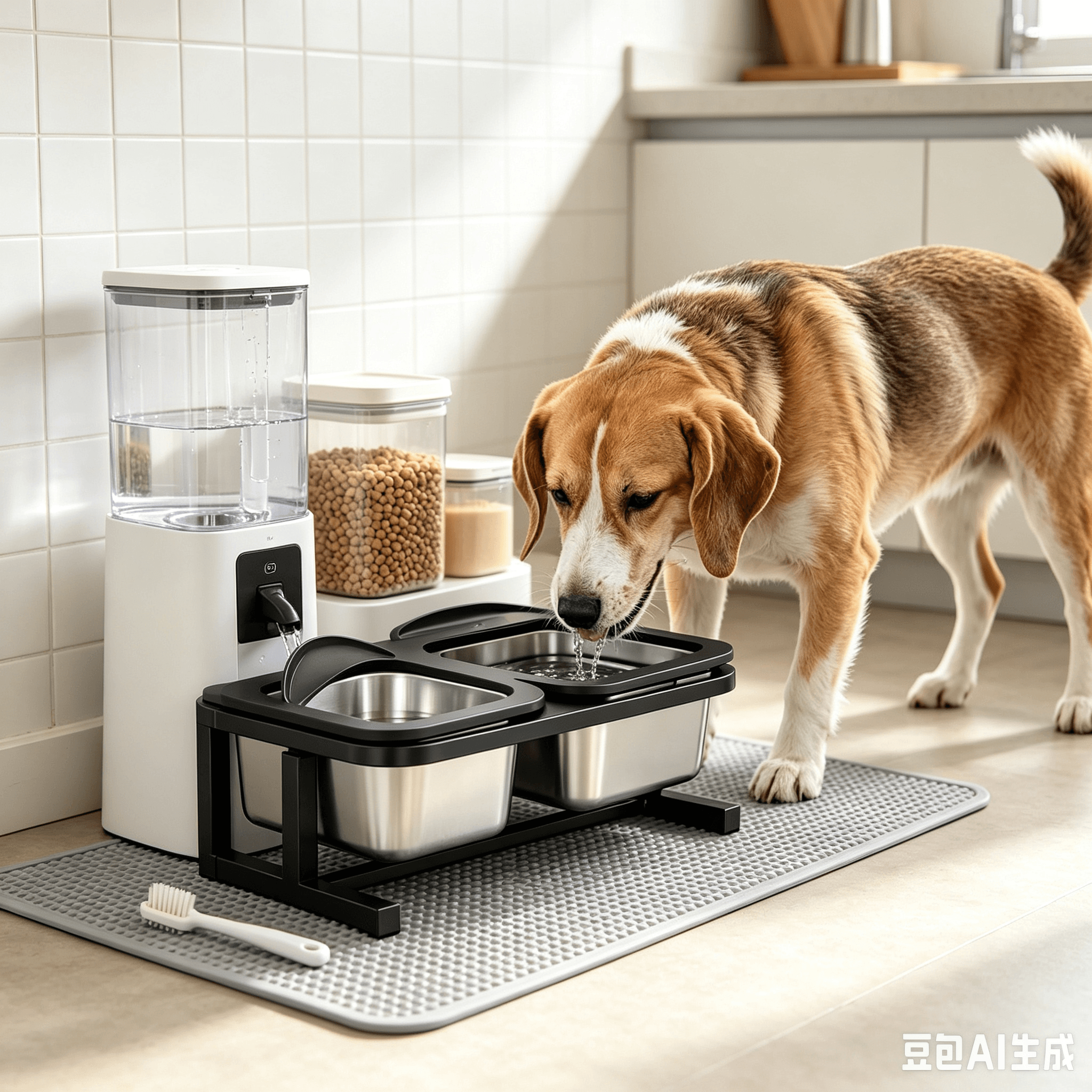 Large Dog Pet Adjustable Height Elevated Design Durable Leak-Proof Non-Slip Eco-Friendly Stainless Steel Waterproof Bowl