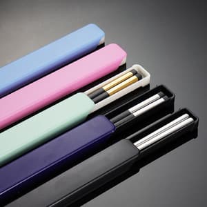 Reusable Stainless Steel Chopsticks Portable Chopsticks Set with Case for School Home Office Camp Travel Bento Box