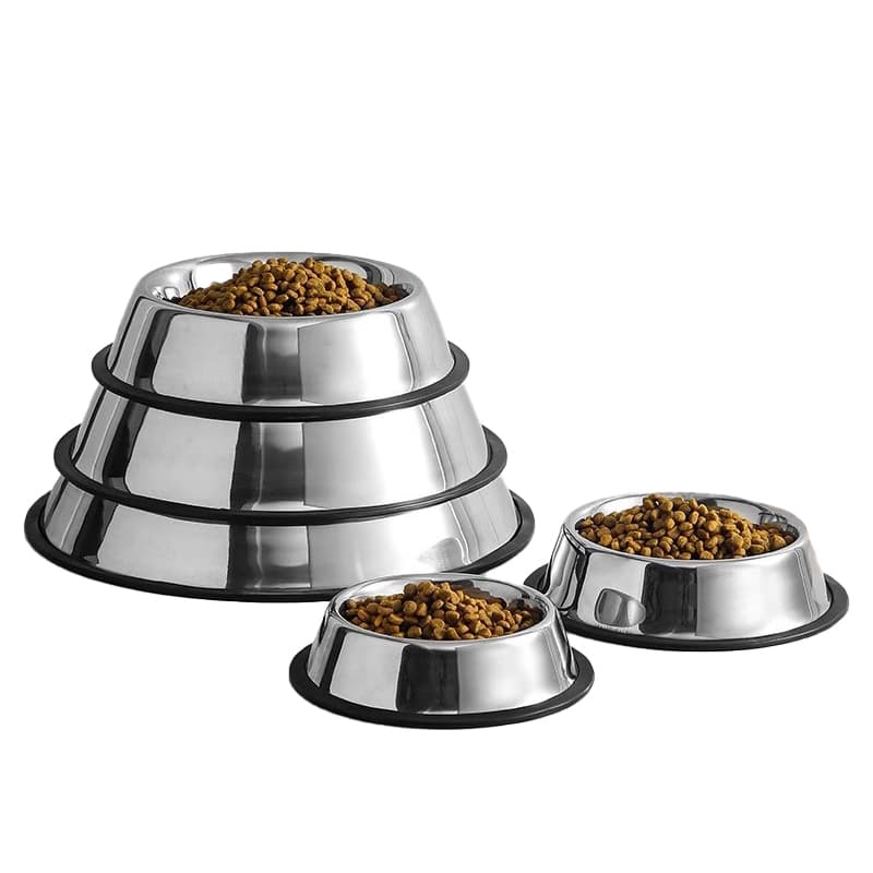 Eco-Friendly Stainless Steel Dog Cat Food Bowl Non-Slip Round Pet Feeder Dog Feeding Bowl Feeders Pet Supply For Dogs And Cats