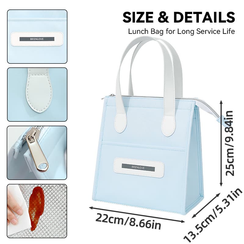 Smile FaceTote Bag Durable Wide Handle Zipper Closure Thermal Lunch Bag for Picnic Work School Outdoor Use