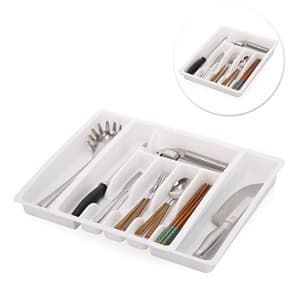 Hard PP kitchen ziplock bag organizer for drawer silverware organizer white expandable plastic drawer organizer for utensil