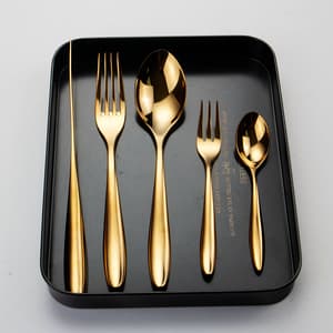 Gold Stainless Steel Silverware Heavy Duty Utensils Gold Plastic Cutlery Plastic Forks Spoons Knife