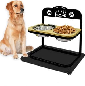 Raised Dog Bowl for Large Dog Elevated 4 Adjustable Height Dog Bowl Stand
