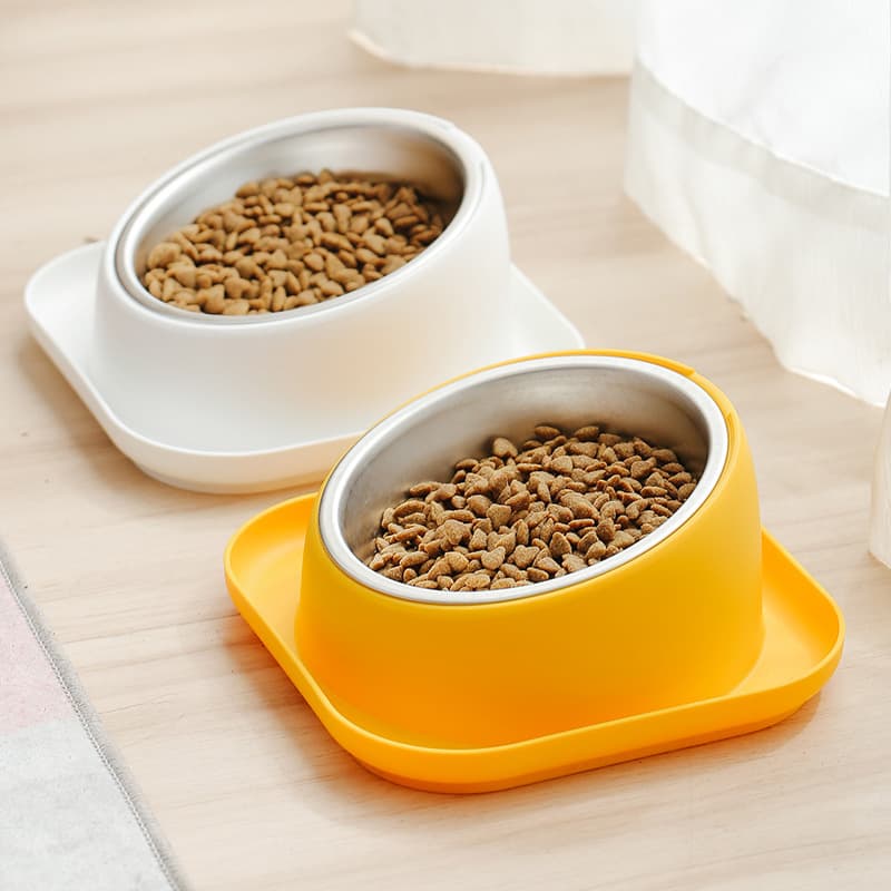 Stainless Steel Pet Bowl Anti-Knock Dog Bowl Cervical Spine Protection Slant Mouth Cat Dog Food Bowl Dog Feeder