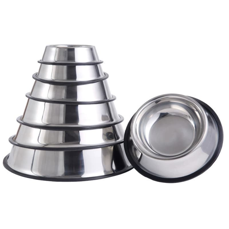 Wholesale Stainless Steel Dog Bowl Non-Slip Pet Food Dish Heavy Duty Chew Proof Cat Dog Feeding Bowl