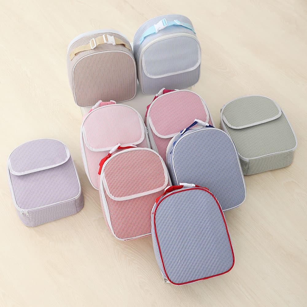 Wholesale Custom Cute Popular Lunch Box Luxury Waterproof Insulated Lunch Bag Seersucker Kids Portable Lunch Bag