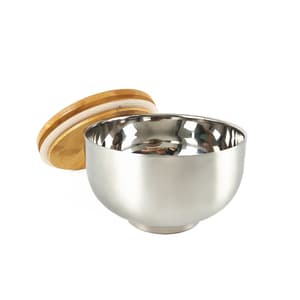IKITCHEN Reusable rice salad bowl spoon leakproof airtight dough bowl wooden lid stainless steel insulated bowls