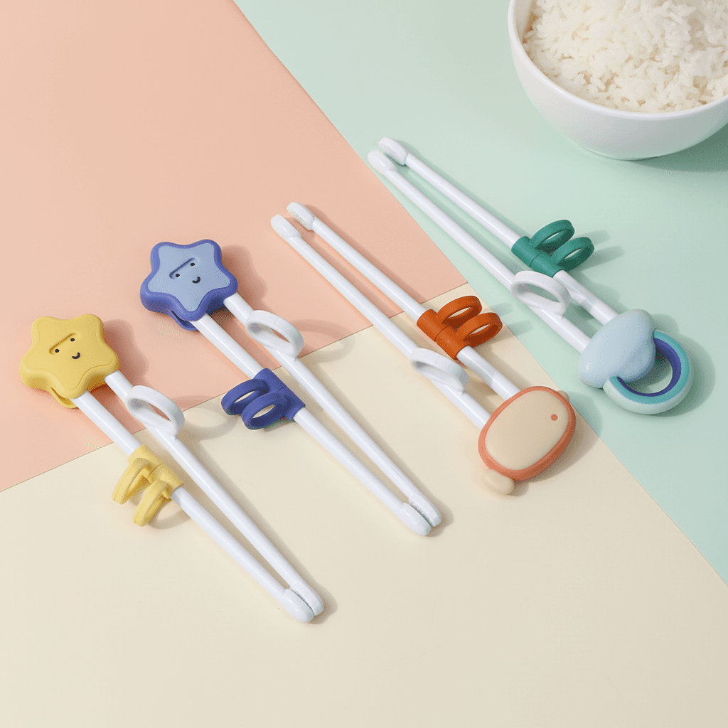 Wholesale Customizable New Cartoon Children's BPA-Free Eco-Friendly Durable Plastic Kids Baby Dinner Chopsticks for Toddlers