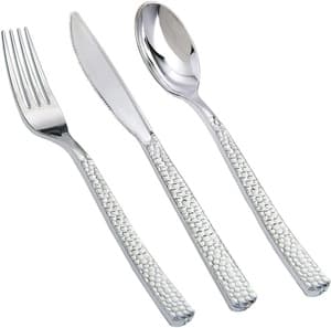 Fancy Party Utensils Disposable Silverware Flatware Set Gold Plastic Cutlery