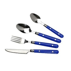 Wholesale Elegant Travel Silverware Stainless Steel Flatware Set Plastic Handle Spoon Fork and Steak Knife Set