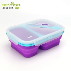 Plastic divider bento silicone insulated lunch box set