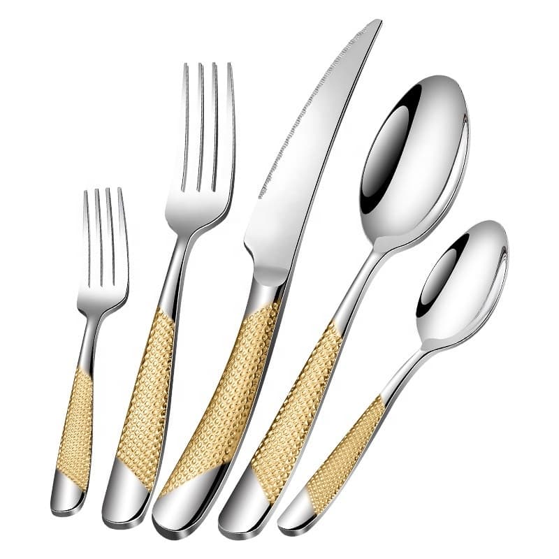 Stainless Steel Dinner Knife Fork Cutlery Set Service Silverware Flatware Fashion Golden Dinnerware