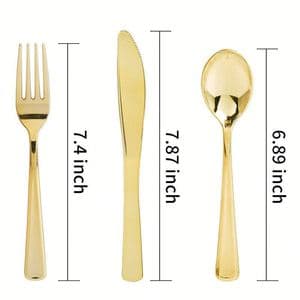 Wholesale bulk disposable flatware silverware gold plastic spoons forks and knives cutlery set combo for wedding gift events