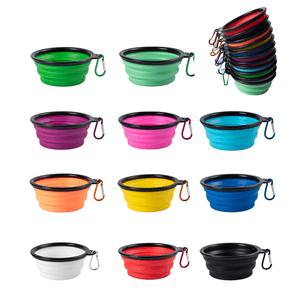 Customizable Travel Portable Dog Bowl Foldable Silicone Pet Dog Bowl Food Water Collapsible Dog Bowls Folding Feeding