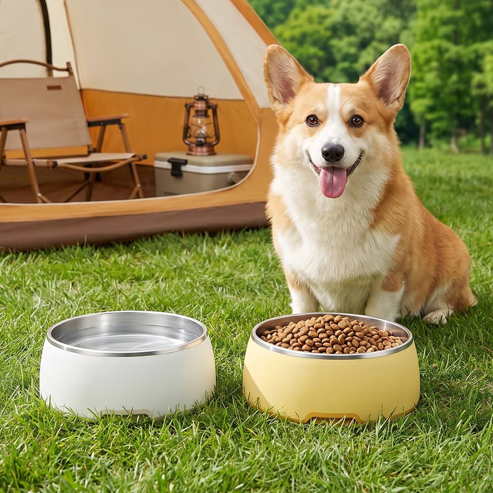 Stainless Steel Dog Bowl Anti Rust Metal Non Slip Insulated Dog Bowl Heavy Duty Water Bowl for Dogs Cats Pets Dish Washer Safe