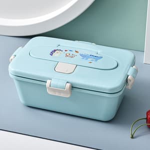 Insulated portable kids wheat straw plastic lunch bento box set children lunch box