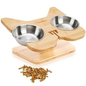 Elevated Dog Bowl Stand with Stainless-Steel Food and Water Bowls | Stand-Up Eating and Drinking | Pet Friendly Ergo
