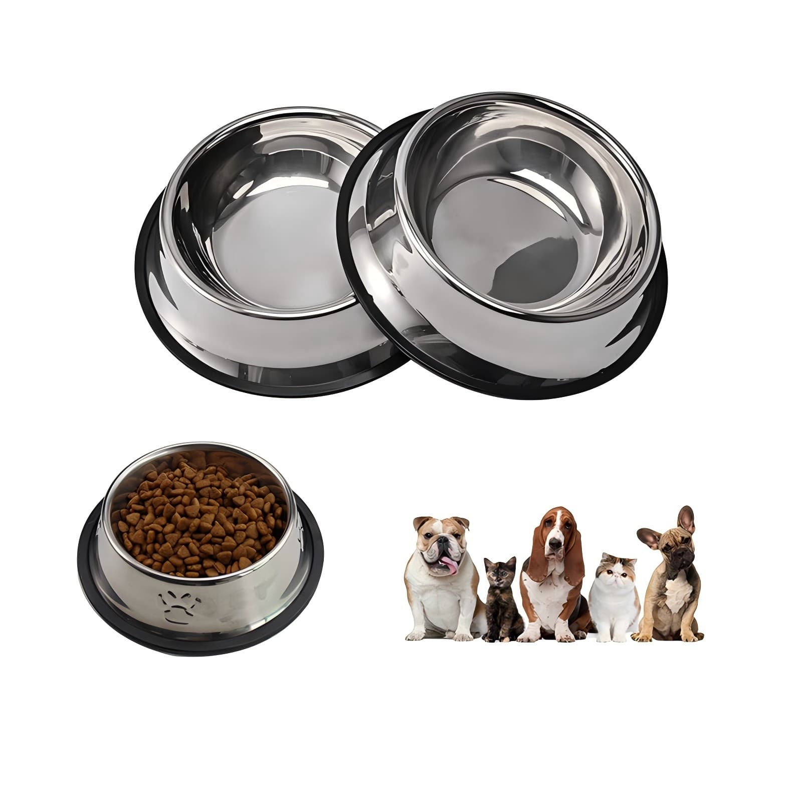Top Seller Personalised Stainless Steel Pet Dog Bowls Water Bowl Anti-Skid Rubber Base Manufacturer