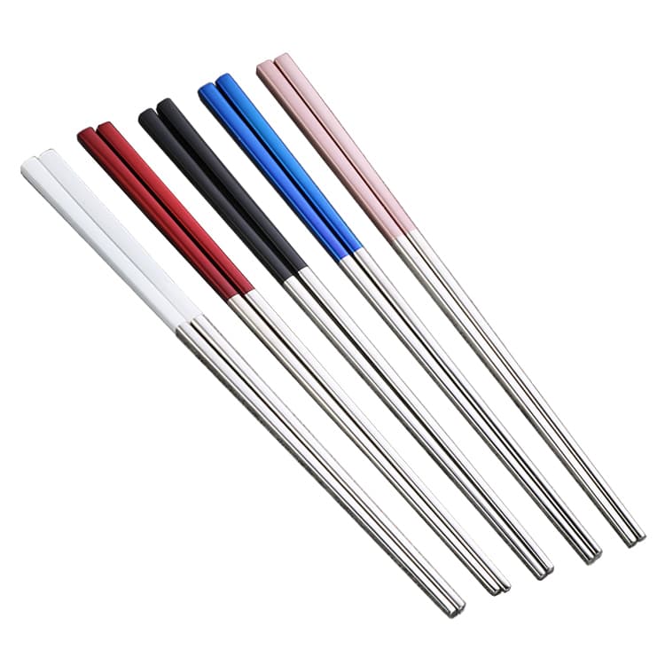Korean Style 23cm Hollow Chopsticks 304 Stainless Steel Colorful Handle Chopsticks Metal Chopsticks