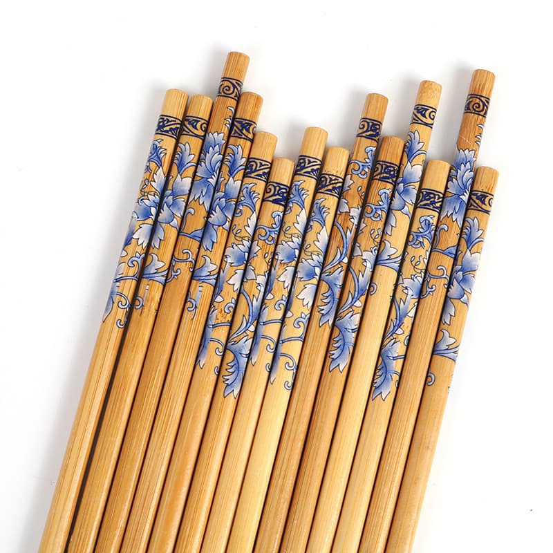 100% Chinese Natural Reusable Wooden Bamboo Chopsticks/Wholesale Custom Bamboo Round Printed Chopsticks