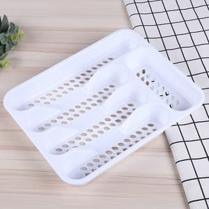 4 Slot Silverware Organizer Kitchen Drawer Cutlery Tableware Plastic Storage Holder Organizer Rack Tray