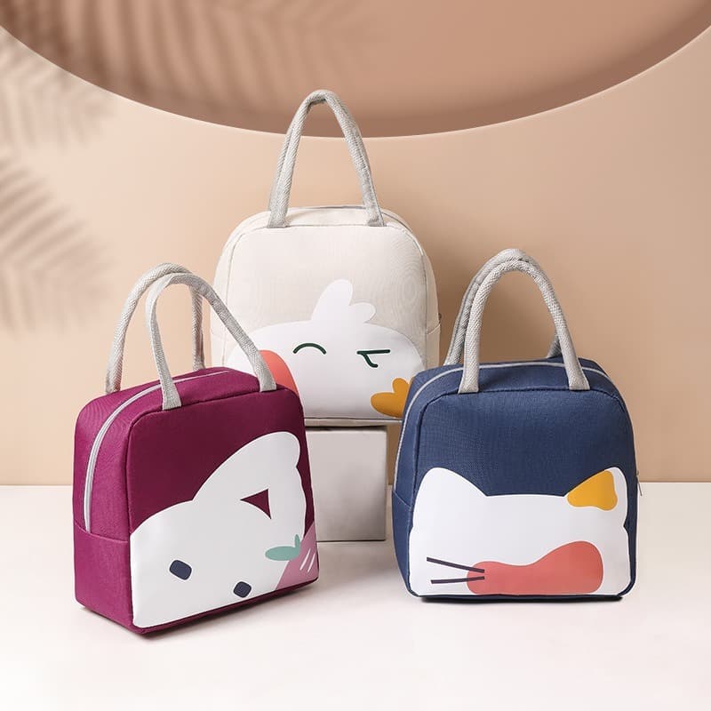 Custom Waterproof Portable Outdoor Food Tote Insulated Cooler Bag Rabbit Cat Thermal Food Picnic Lunch Bags for Kids Adult
