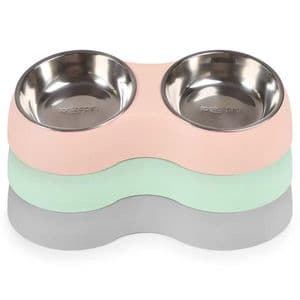 Colorful plastic melamine bowl pet double pet bowl stainless steel
